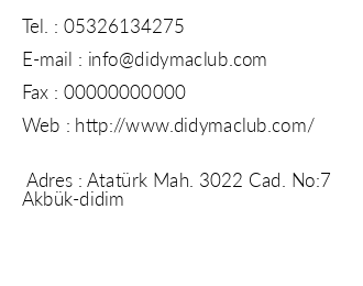 Club Didyma iletiim bilgileri